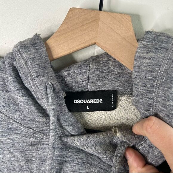 DSQUARED2 Patchwork Distressed Gray Hoodie size Large - Picture 7 of 11